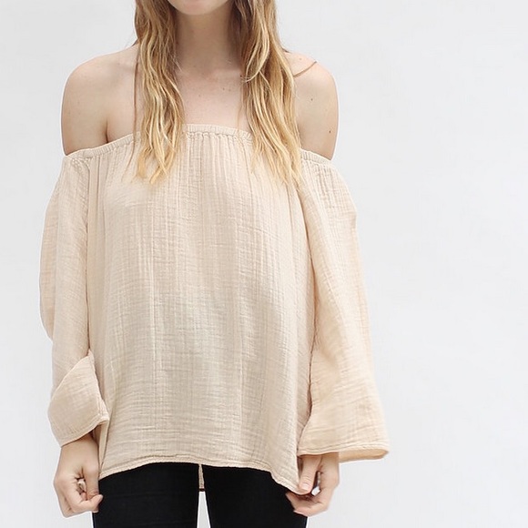 STARK X navy blue cotton gauze off shoulder top XS - Picture 3 of 10